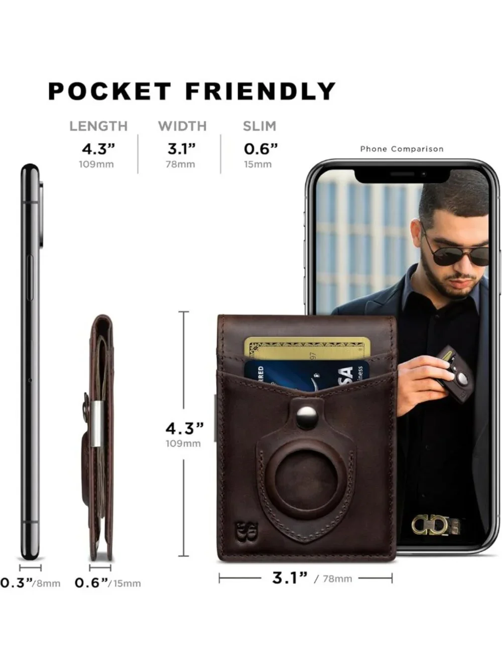 Slim RFID Blocking Money Clip Wallet - Minimalist Front Pocket Card Holder for